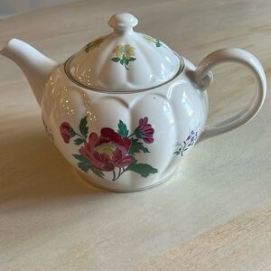 Laura Ashley Parfums Red and Yellow Flower Teapot